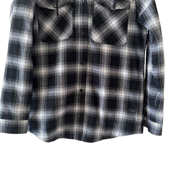 Volcom Hooded Black White Checkered Cotton Blend Ski Snowboard Lightweight Pocke - Picture 3 of 13
